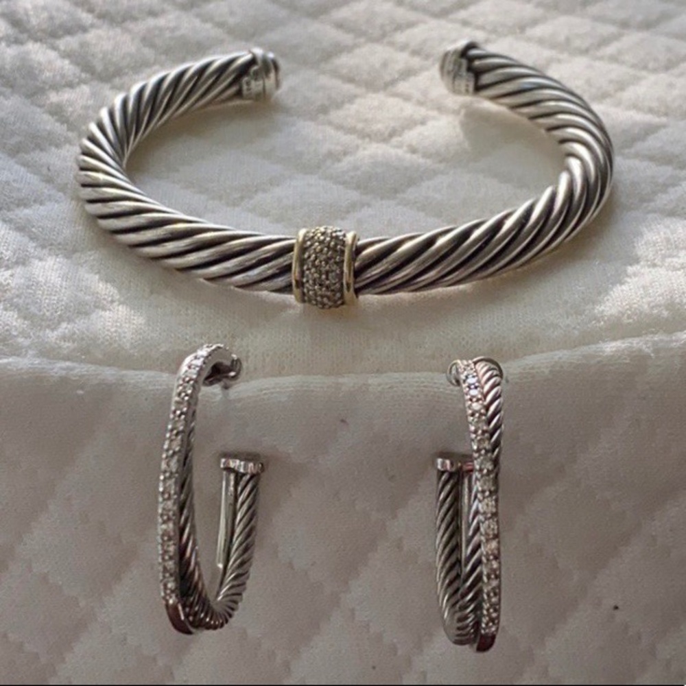David Yurman Bracelet & Hoops Set 100% Authentic